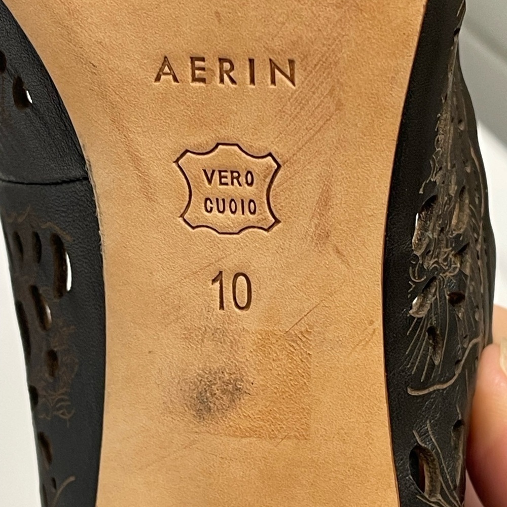 Aerin Brown Laser Cut Leather Pointed Toe Heels Women’s Size 10 View 3